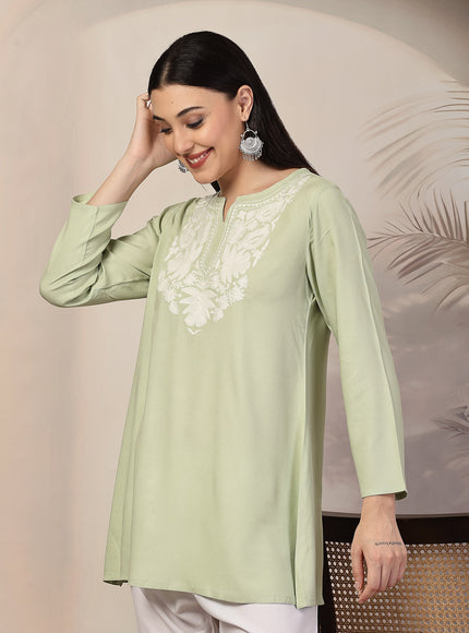 Pista Green Aari Co-Ord Set Set for Women