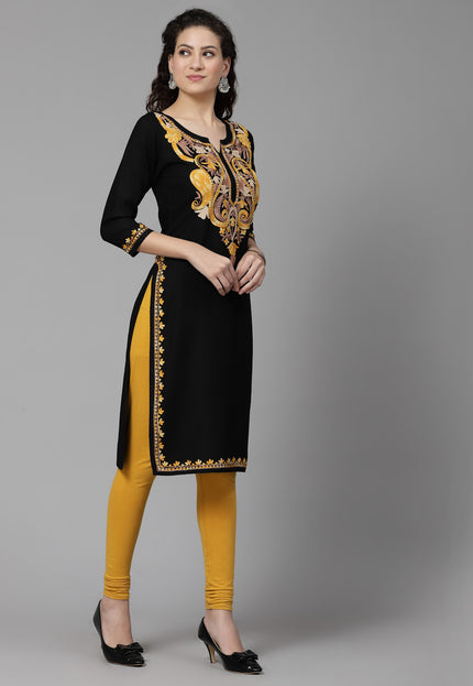 Black Chinarkari Long Kurti For Women