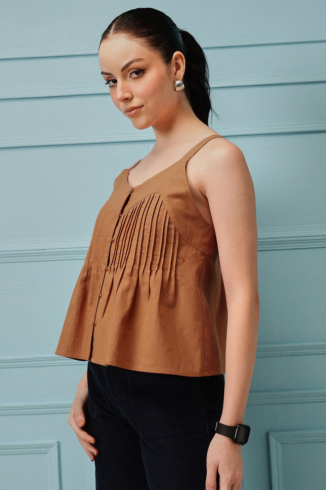 Qazmi Women's Cotton Linen Tank Top
