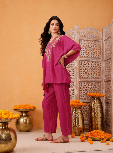 Qazmi Parvin Kashmiri Zari Work Kaftan CoOrd Set