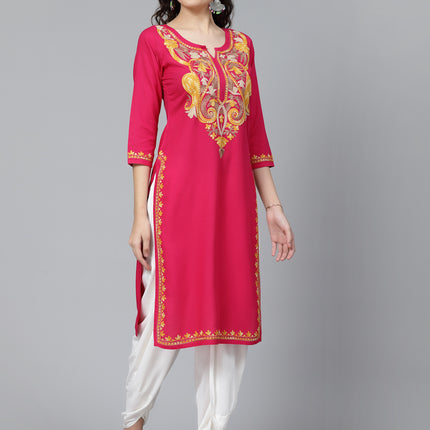 QAZMI Kashmiri Embroidered Straight Kurta