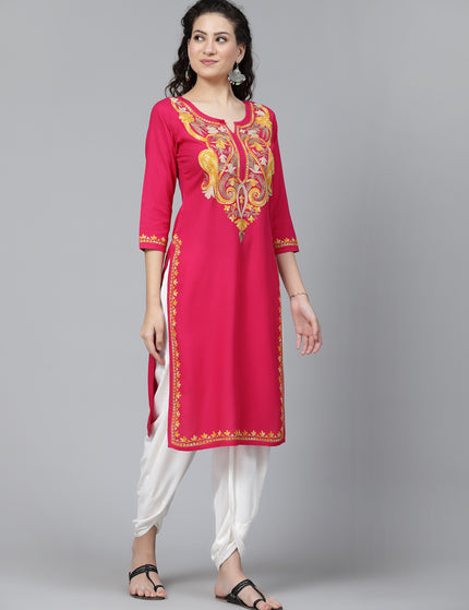 QAZMI Kashmiri Embroidered Straight Kurta
