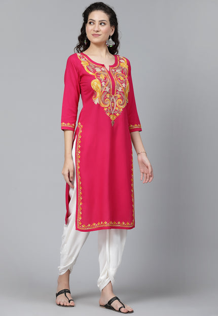 QAZMI Kashmiri Embroidered Straight Kurta