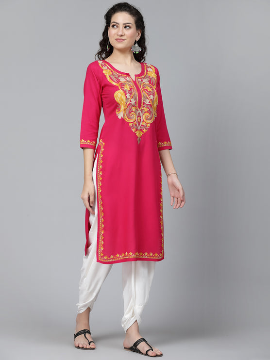 QAZMI Kashmiri Embroidered Straight Kurta