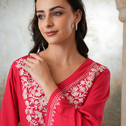 Qazmi Women's Kashmiri Aari Work Navy Blue CoOrd Set