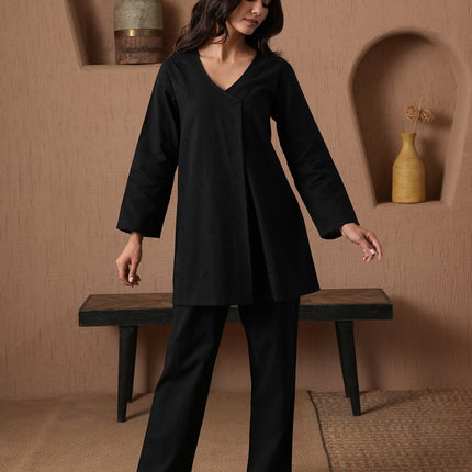 Qazmi Women's Cotton Linen Kashmiri Aari Work CoOrd Set