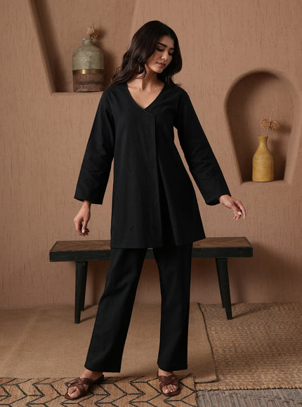 Qazmi Women's Cotton Linen Kashmiri Aari Work CoOrd Set