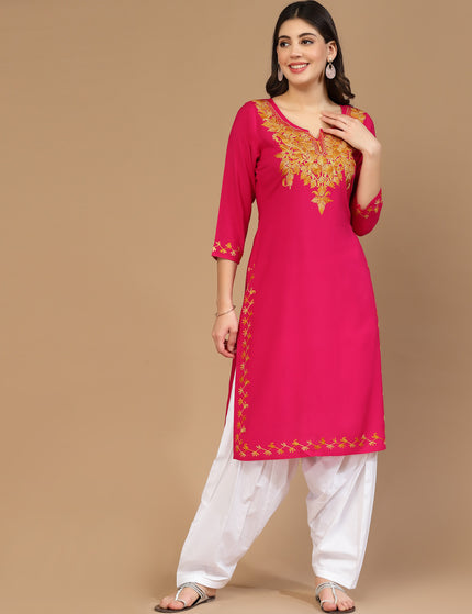 Zeenat Aari Pink Long Kurti For Women