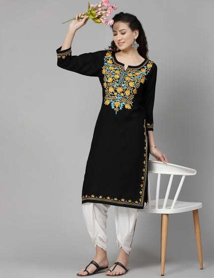 Black Aari Long Kurti For Women