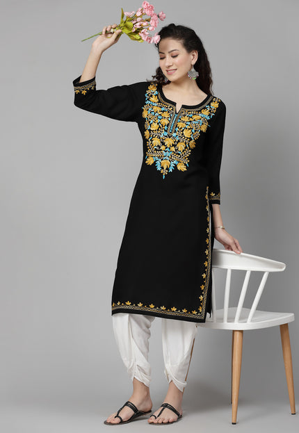 Black Aari Long Kurti For Women
