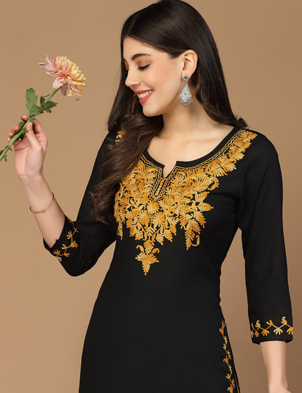 Black Kerry Long Kurti For Women