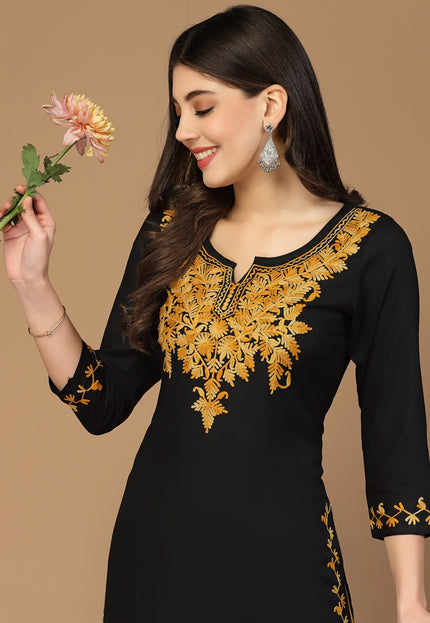 Black Kerry Long Kurti For Women