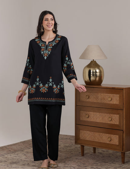 Qazmi Women Aari Embroidered Viscose Rayon Ethnic Short Kurta