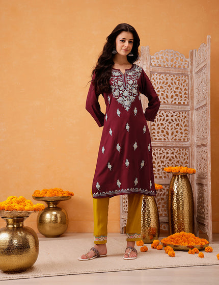 Samara Maroon Long Kurti For Women
