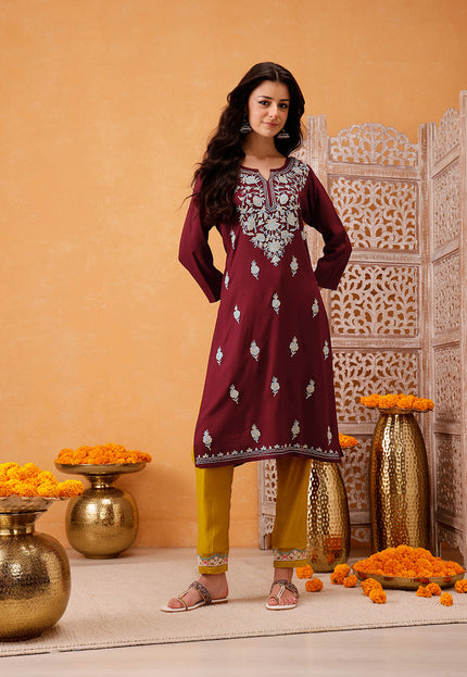Samara Maroon Long Kurti For Women