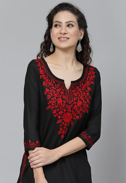 Black Maron Aari Long Kurti For Women