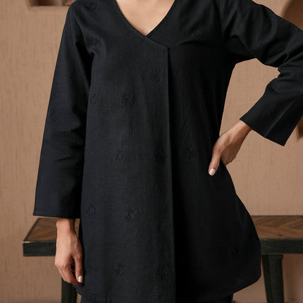 Qazmi Women's Cotton Linen Kashmiri Aari Work CoOrd Set