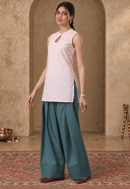 Vaani Peach & Green Farshi Set
