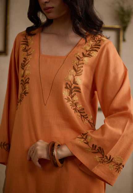Qazmi Women Pure Cotton Square-Neck Aari