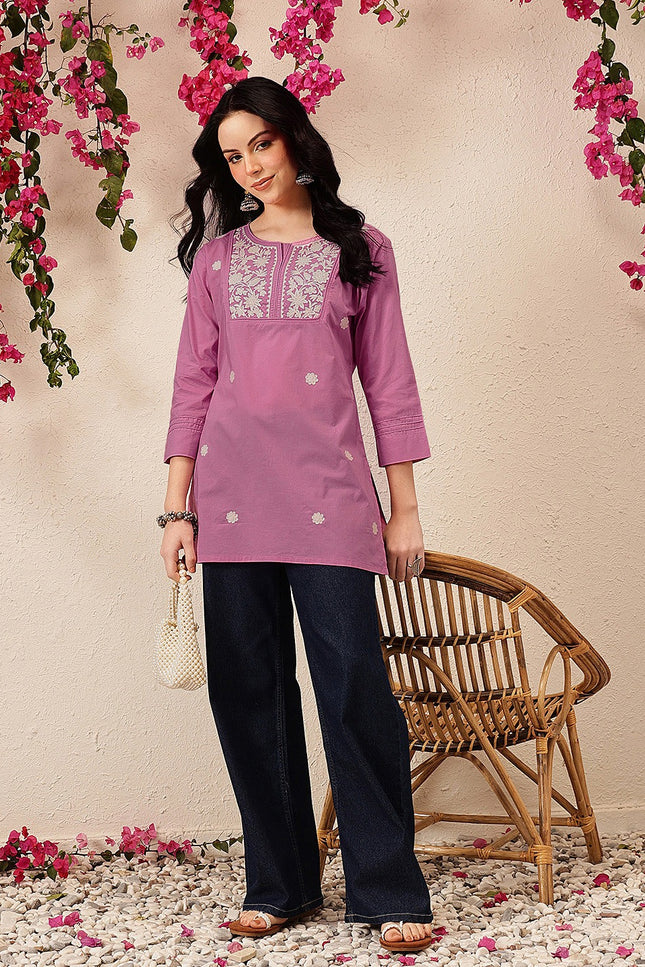 Qazmi Women's Pure Cotton Kashmiri Aari Work White Kurti