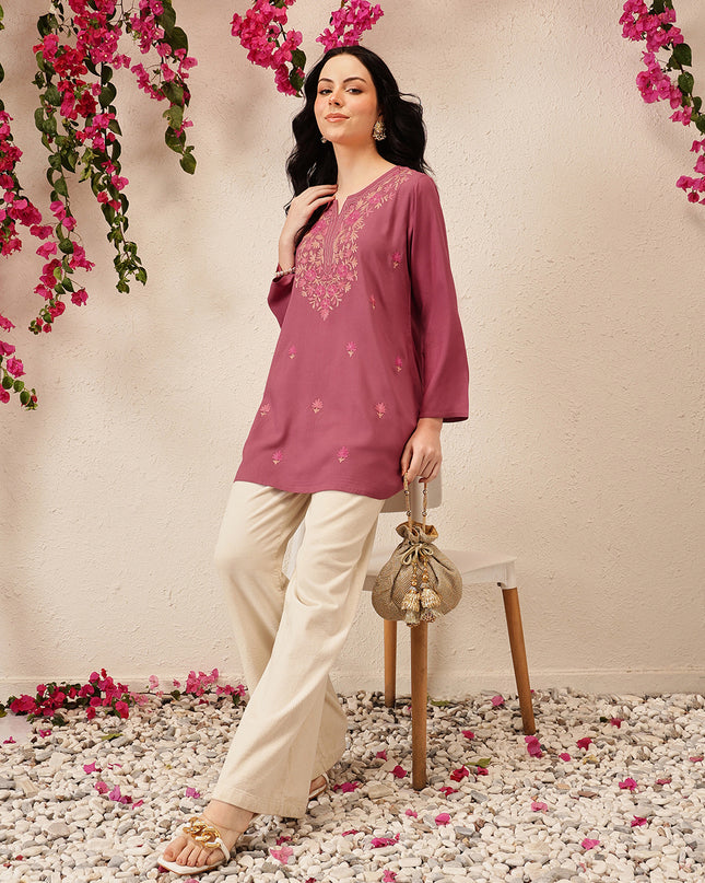 Qazmi Women's Kashmiri A-Line  Flared Kurti