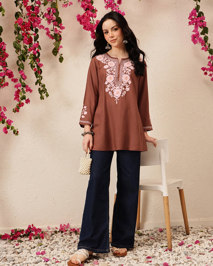 Qazmi Women's Kashmiri A-Line  Flared Kurti