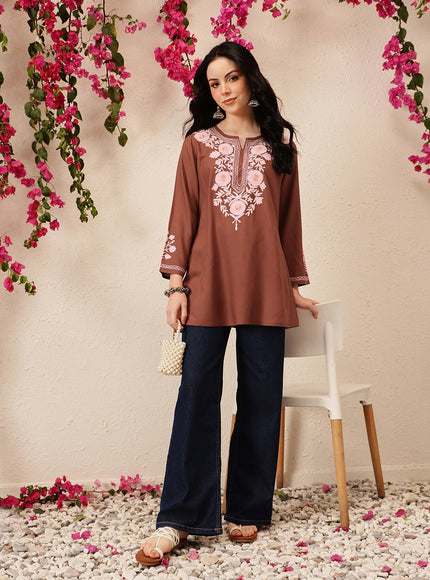 Qazmi Women's Kashmiri A-Line  Flared Kurti