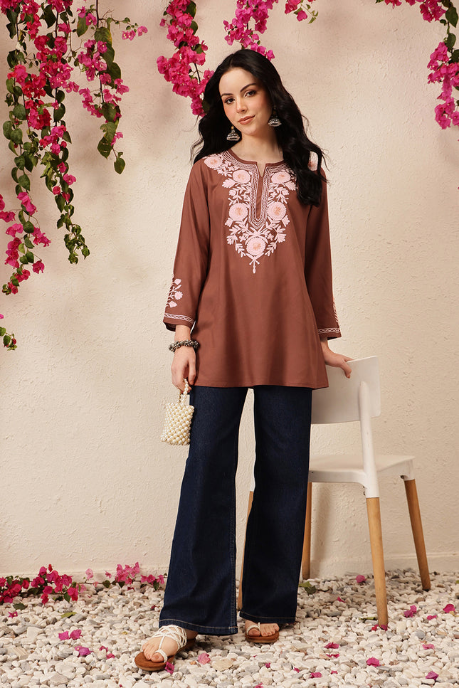 Qazmi Women's Kashmiri A-Line  Flared Kurti