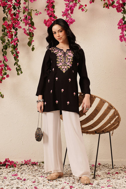 Qazmi Women's Kashmiri A-Line  Flared Kurti