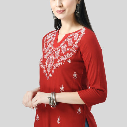 Chikan Short Kurti For Women