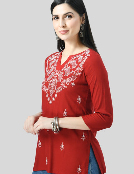 Chikan Short Kurti For Women
