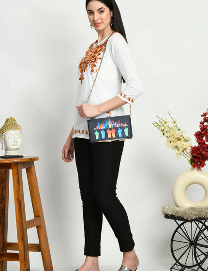 Rust Aari Short Kurti For Women