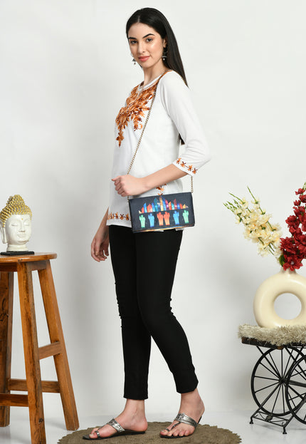 Rust Aari Short Kurti For Women