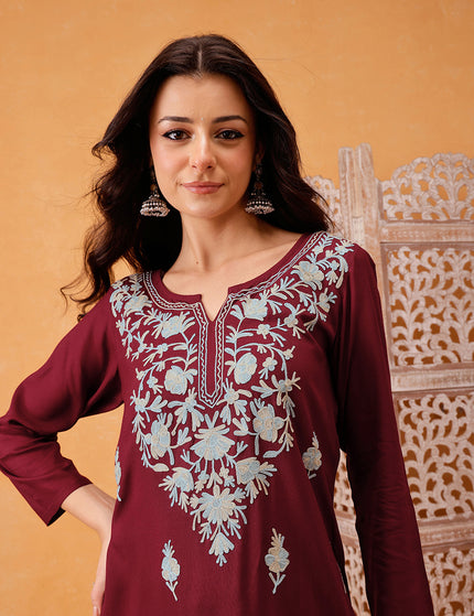 Samara Maroon Long Kurti For Women