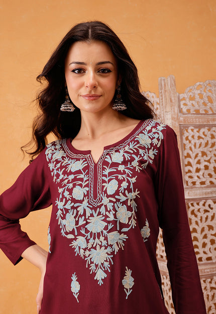 Samara Maroon Long Kurti For Women