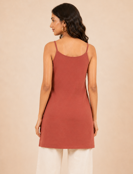 Qazmi Women Embroidered Viscose Rayon Sleeveless Embroidered Kurti