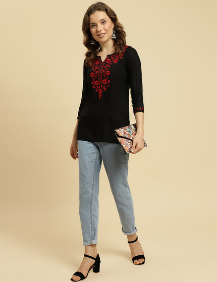 Maroon Silk Short Kurti For Women
