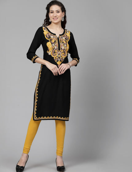 Black Chinarkari Long Kurti For Women