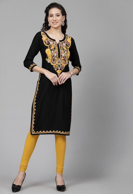 Black Chinarkari Long Kurti For Women