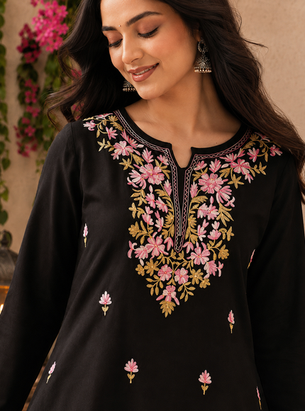Qazmi Women's Kashmiri A-Line  Flared Kurti