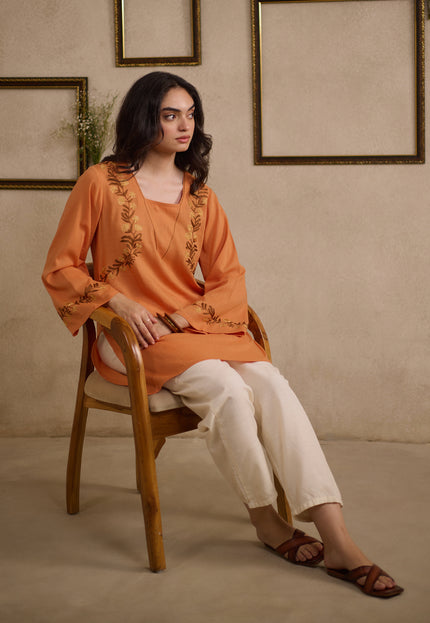 Qazmi Women Pure Cotton Square-Neck Aari