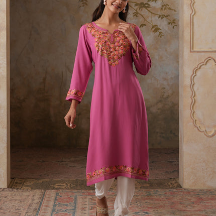 Huma Aari Work Straight Kurta