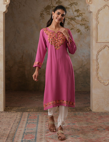 Huma Aari Work Straight Kurta