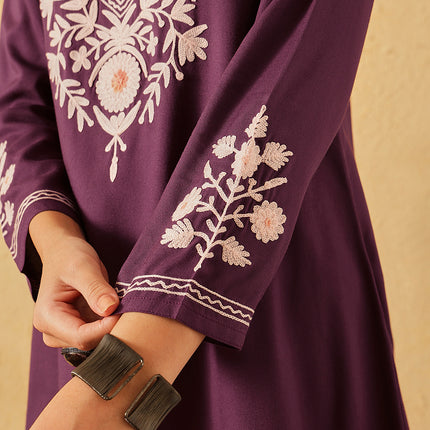 Qazmi Women's Kashmiri A-Line  Flared Kurti