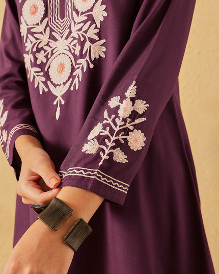 Qazmi Women's Kashmiri A-Line  Flared Kurti