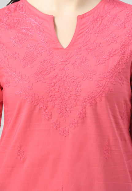 Self Chikan Short Kurti For Women