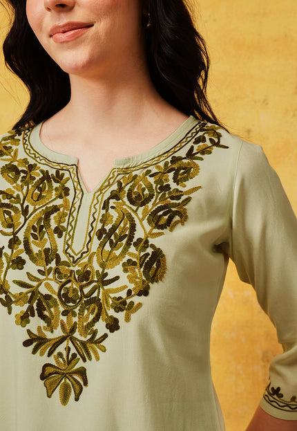 Qazmi Women's Kashmiri Aari Work Kurti