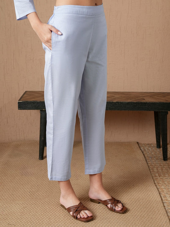 Qazmi Women's Cotton Linen Kashmiri Aari Work CoOrd Set