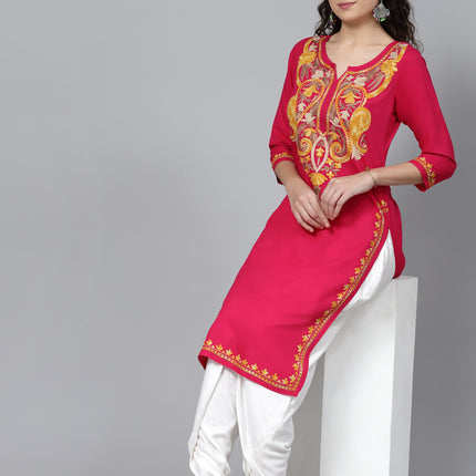 QAZMI Kashmiri Embroidered Straight Kurta