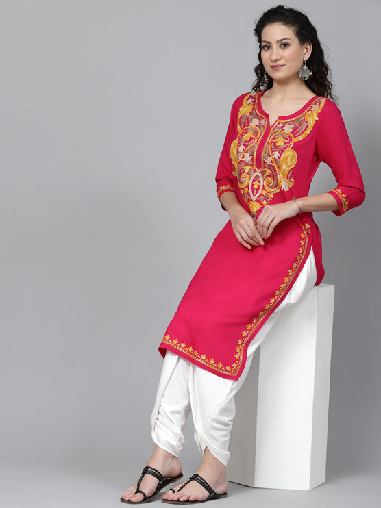 QAZMI Kashmiri Embroidered Straight Kurta